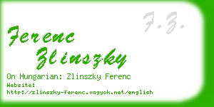 ferenc zlinszky business card